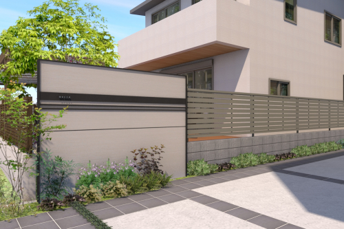 乾式壁の事例　エクステリア門壁